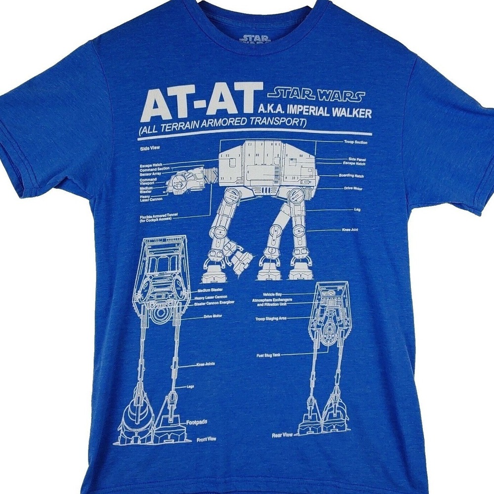 Star Wars AT-AT Imperial Walker T Shirt Mens S Blue Short Sleeve Graphic Print